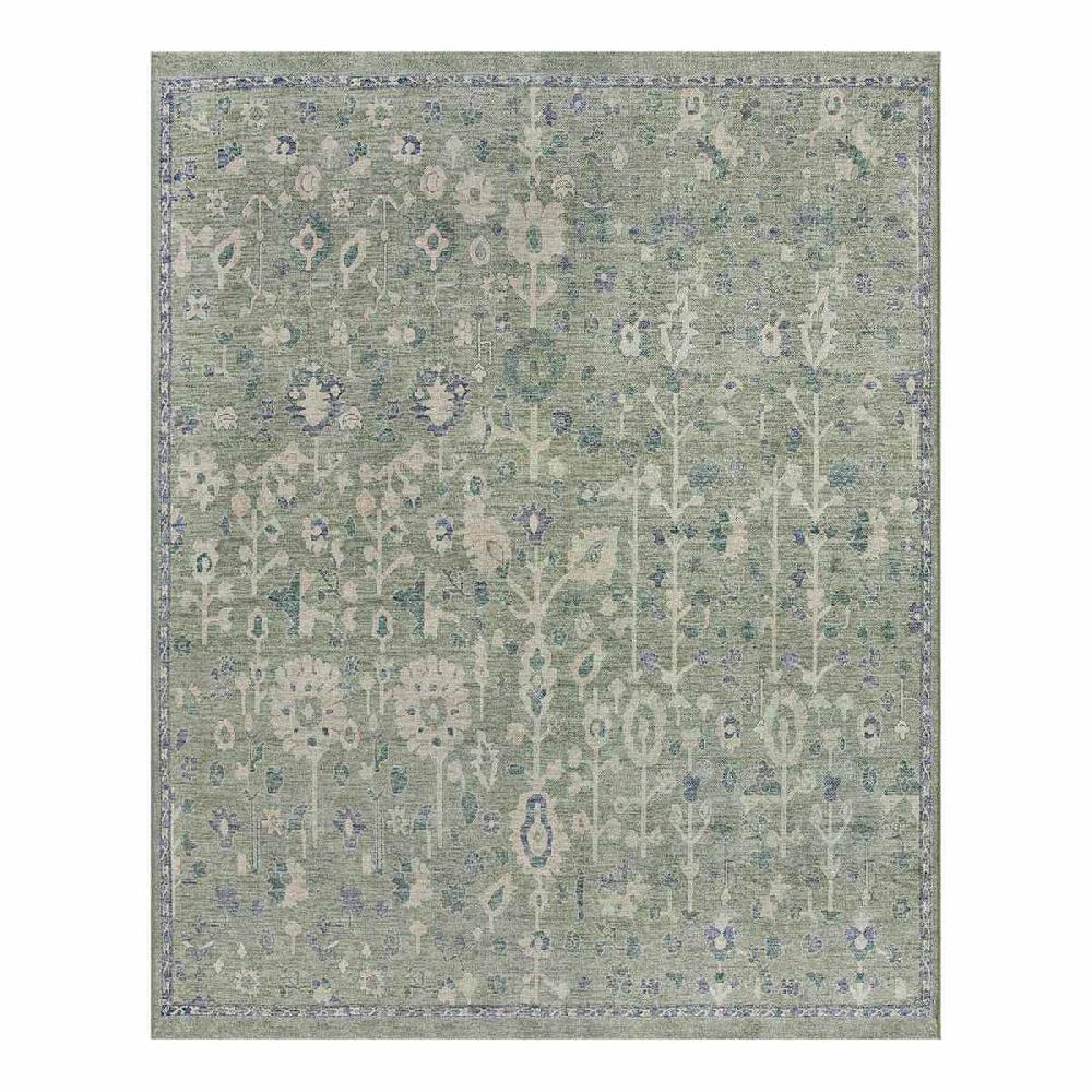 At Home (B897) Honeybloom Green Floral Medallion Washable Area Rug 8x10
