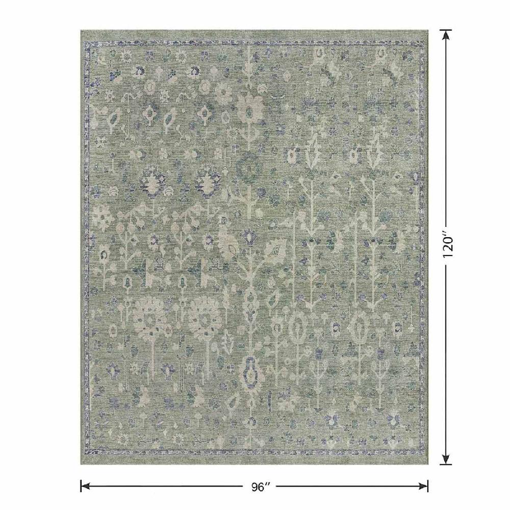 At Home (B897) Honeybloom Green Floral Medallion Washable Area Rug 8x10