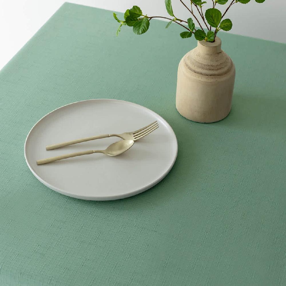 At Home Basics Solid Eucalyptus Green Tablecloth 60x104