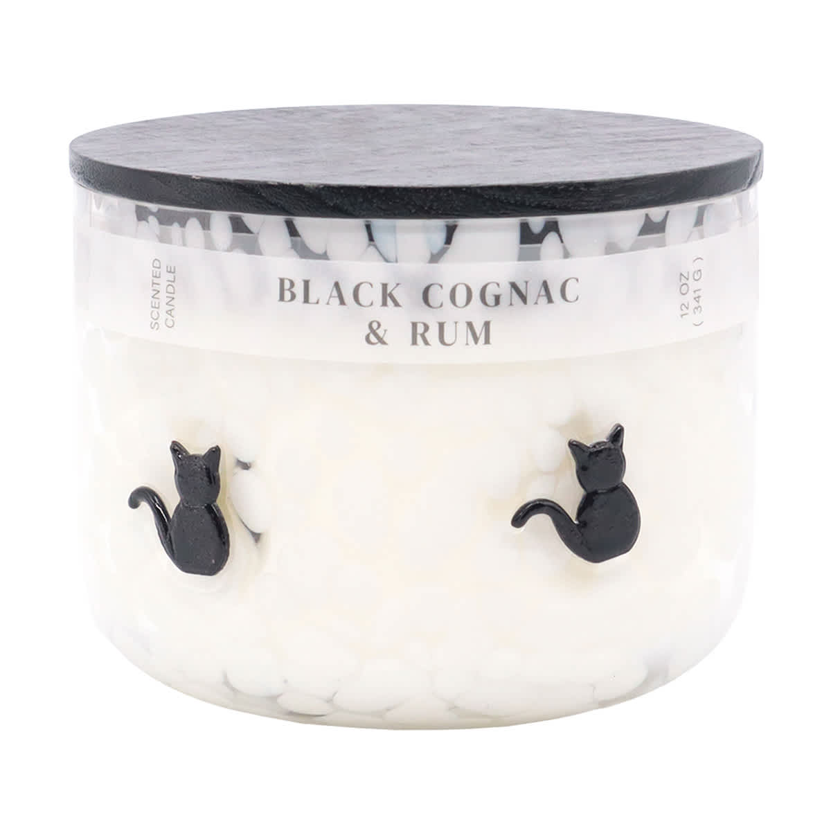 At Home Black Cognac & Rum Scented Black Cat Icon Jar Candle 12oz