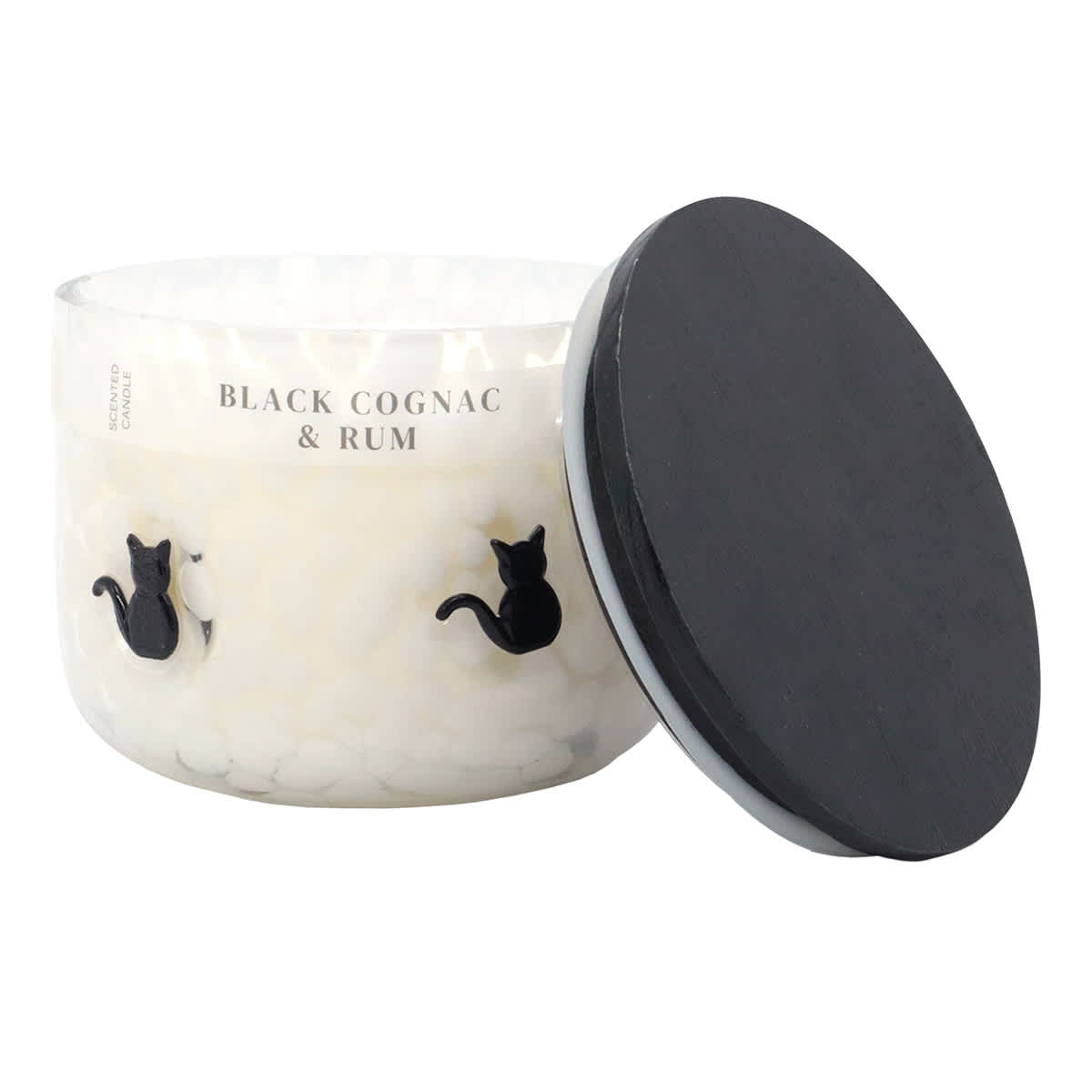 At Home Black Cognac & Rum Scented Black Cat Icon Jar Candle 12oz