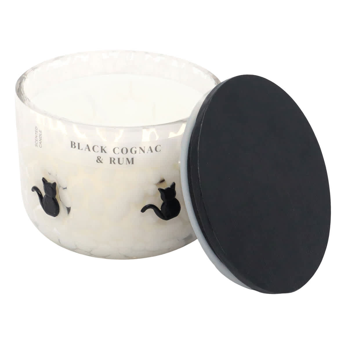 At Home Black Cognac & Rum Scented Black Cat Icon Jar Candle 12oz