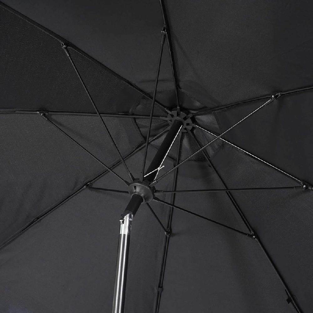 At Home Black Crank & Tilt Round Patio Umbrella With Pom-Pom Fringe 9'