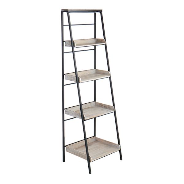 at home Black Metal Folding Rack with Wood Tray Layer