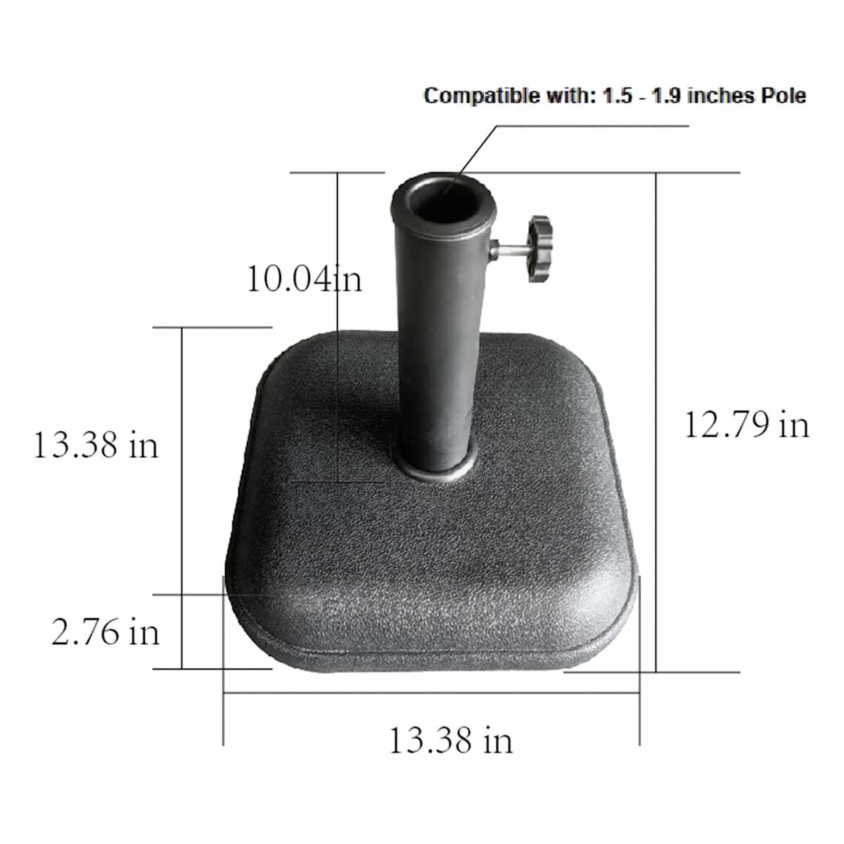 At Home Black Umbrella Base With Cement Inside 24lbs