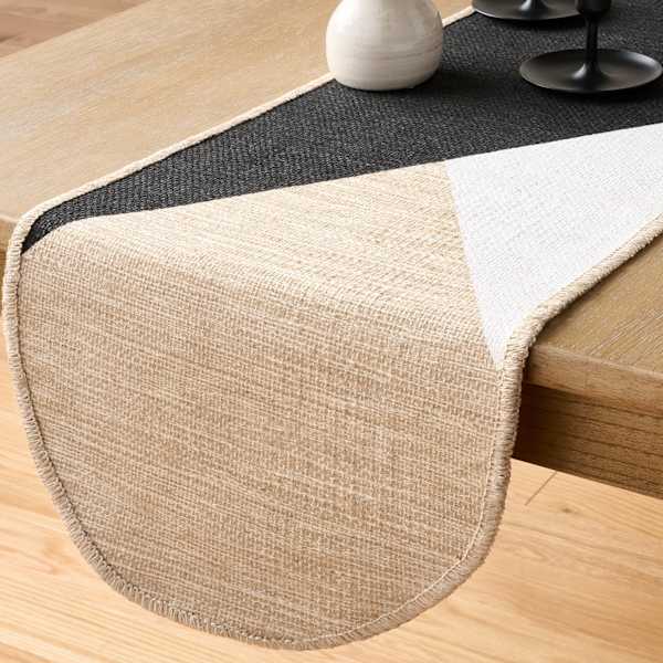 at home Black & White Slice Design Jute Table Runner 72x14