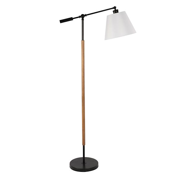 at home Black Wood Task Floor Lamp with Fabric Shade 60"