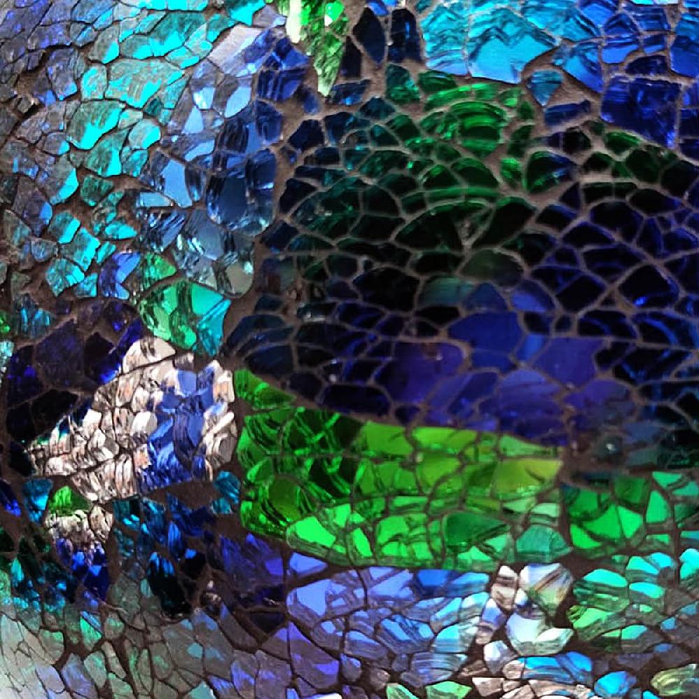 At Home Blue & Green Mosaic Glass Garden Gazing Ball 10"