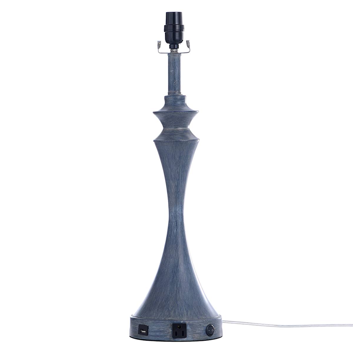 At Home Blue Hourglass Metal Large Large Table Lamp Base With USB 24"