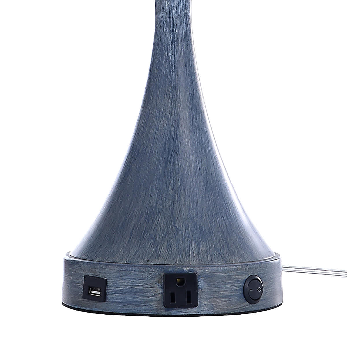 At Home Blue Hourglass Metal Large Large Table Lamp Base With USB 24"