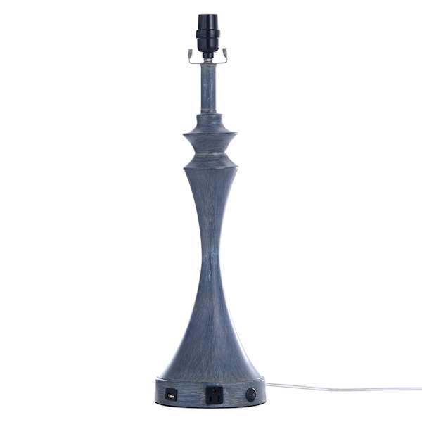 at home Blue Hourglass Metal Large Large Table Lamp Base with USB 24"
