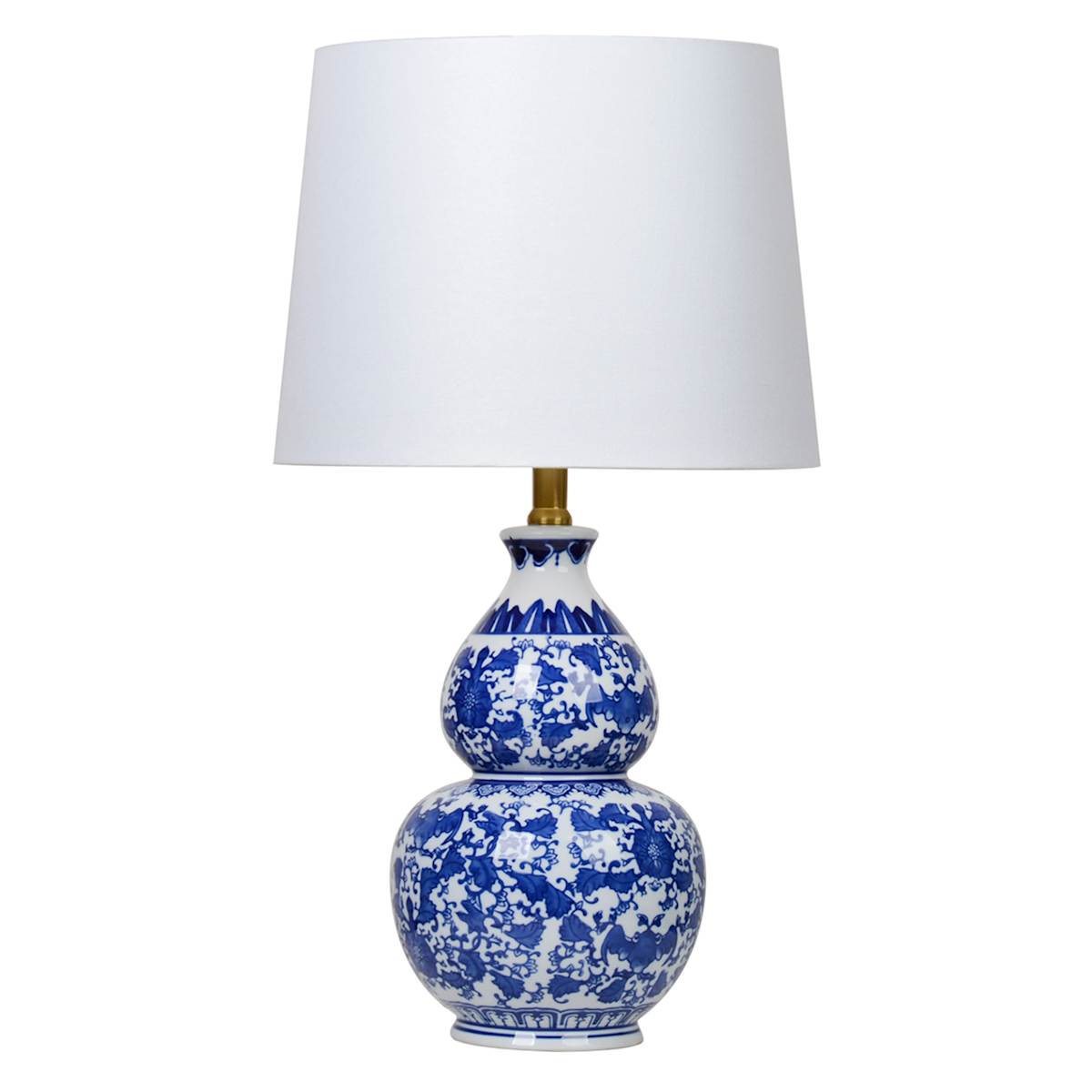 At Home Blue & White Chinoiserie Double Gourd Medium Table Lamp With Shade 24"