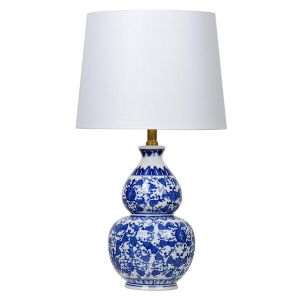 at home Blue & White Chinoiserie Double Gourd Medium Table Lamp with Shade 24"