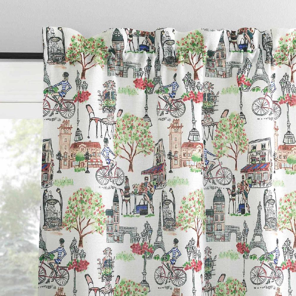 At Home Bonjour White Floral Small Tiered Window Curtain 54x36