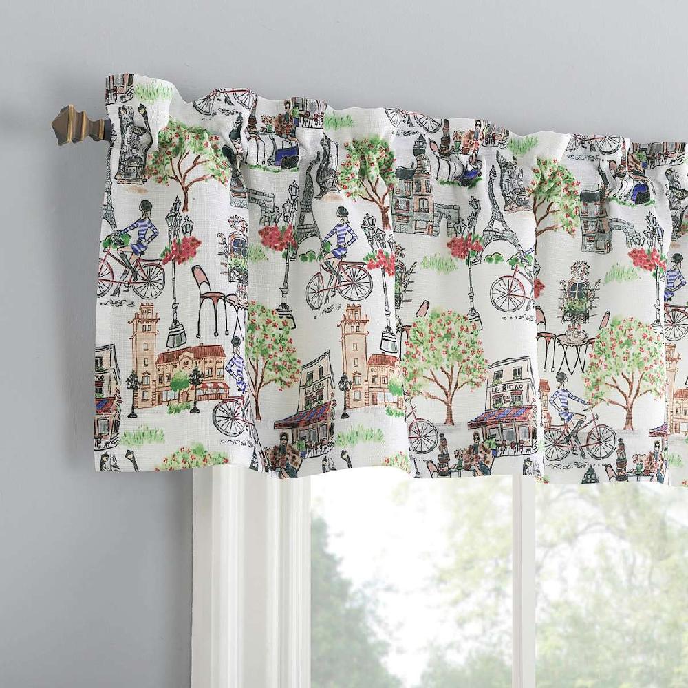 At Home Bonjour White Floral Small Window Valance 54x14