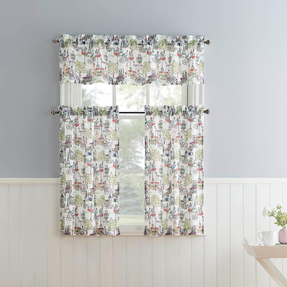 At Home Bonjour White Floral Small Window Valance 54x14
