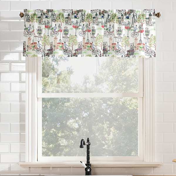 at home Bonjour White Floral Small Window Valance 54x14