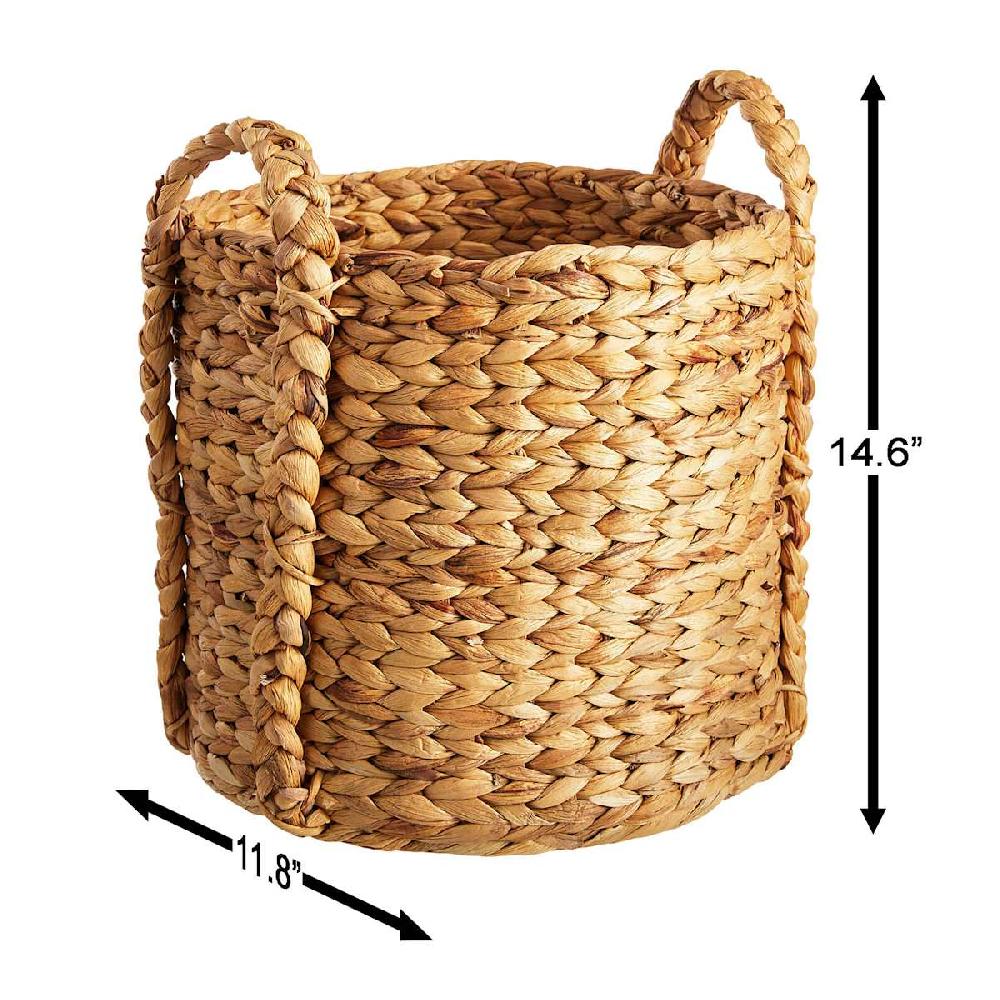 At Home Braided Arrow Weave Round Storage Basket Medium