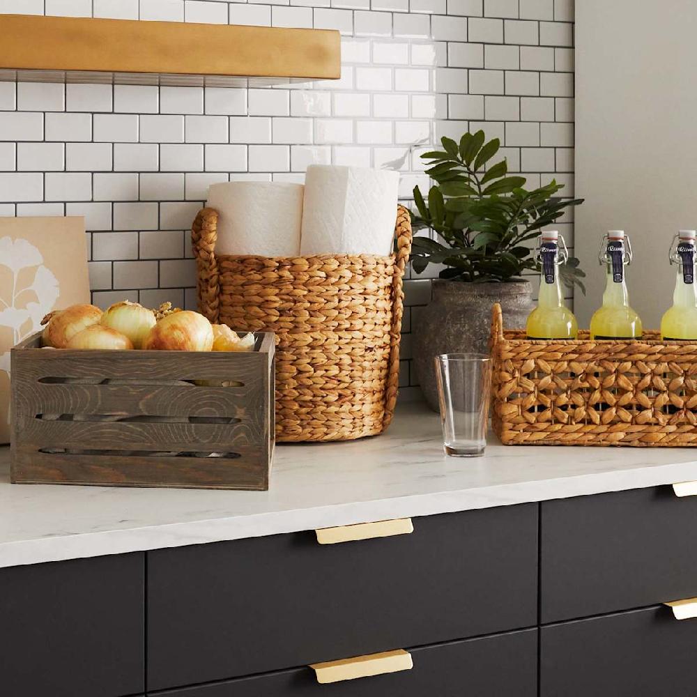 At Home Braided Arrow Weave Round Storage Basket Medium