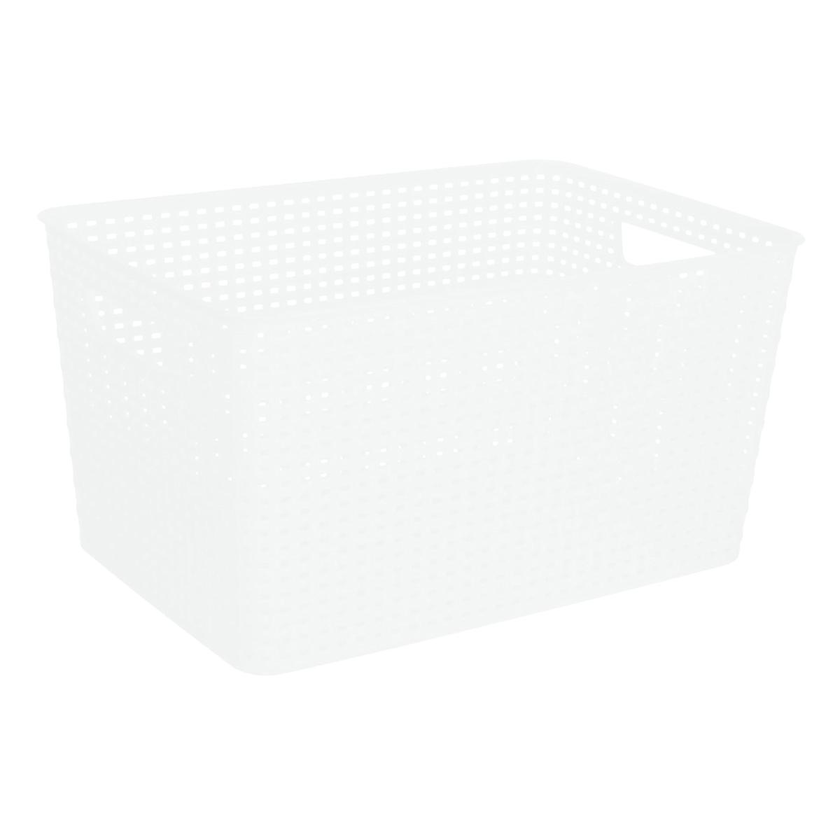 At Home Bright White Rectangle Crossover Weave Storage Basket Extra Large