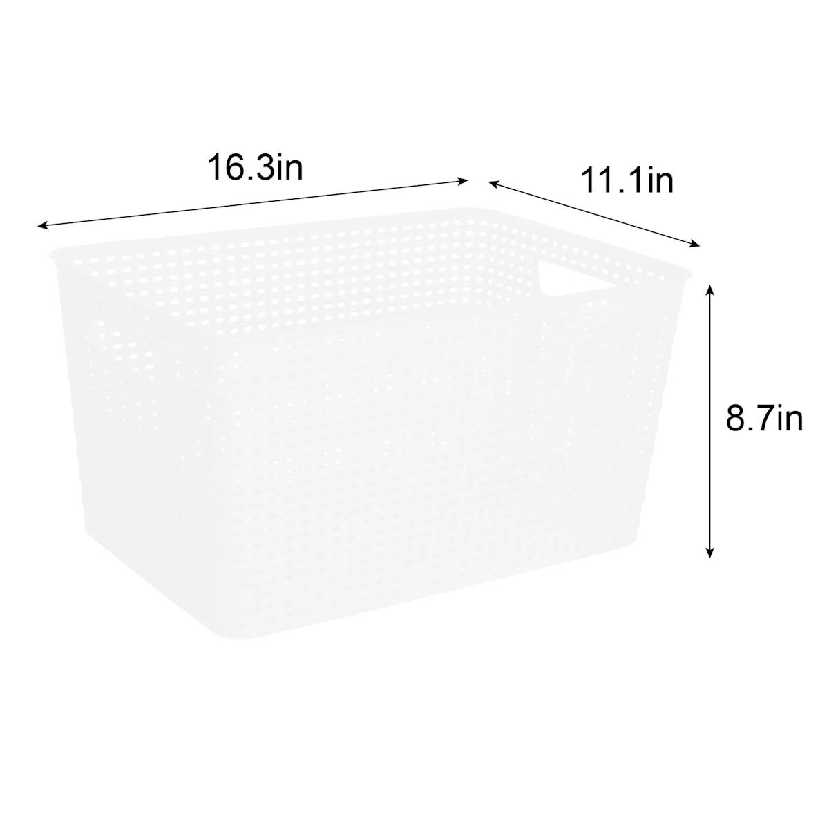 At Home Bright White Rectangle Crossover Weave Storage Basket Extra Large