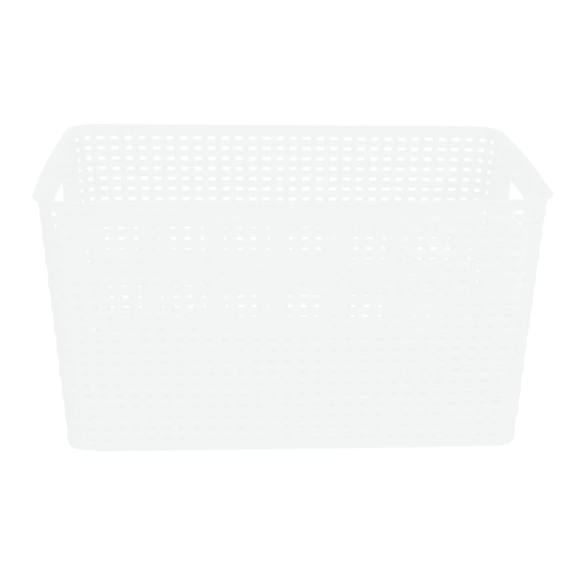 At Home Bright White Rectangle Crossover Weave Storage Basket Extra Large