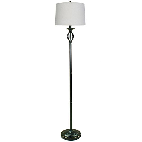 at home Bronze Finish Spindle Floor Lamp with Oatmeal Fabric Drum Shade 60"
