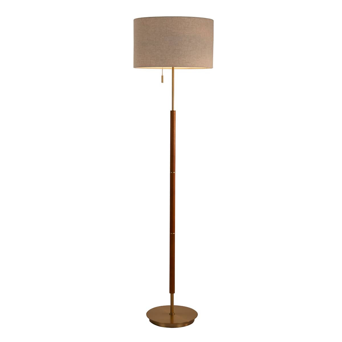 At Home Brown Wood And Metal Floor Lamp With Shade 68"