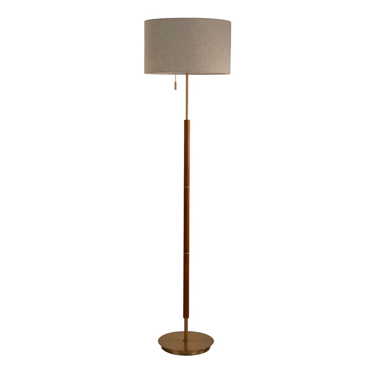 At Home Brown Wood And Metal Floor Lamp With Shade 68"