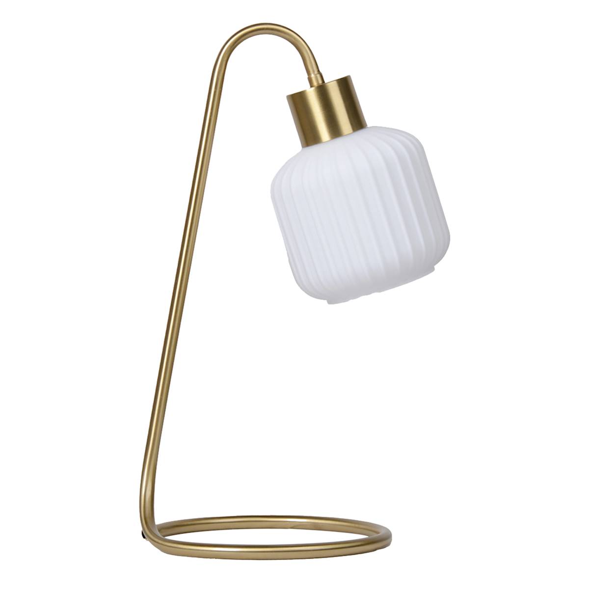 At Home Brushed Brass Task Lamp With White Glass Shade 16"
