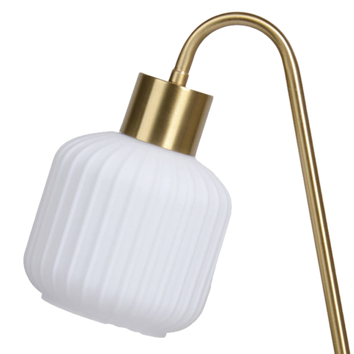 At Home Brushed Brass Task Lamp With White Glass Shade 16"