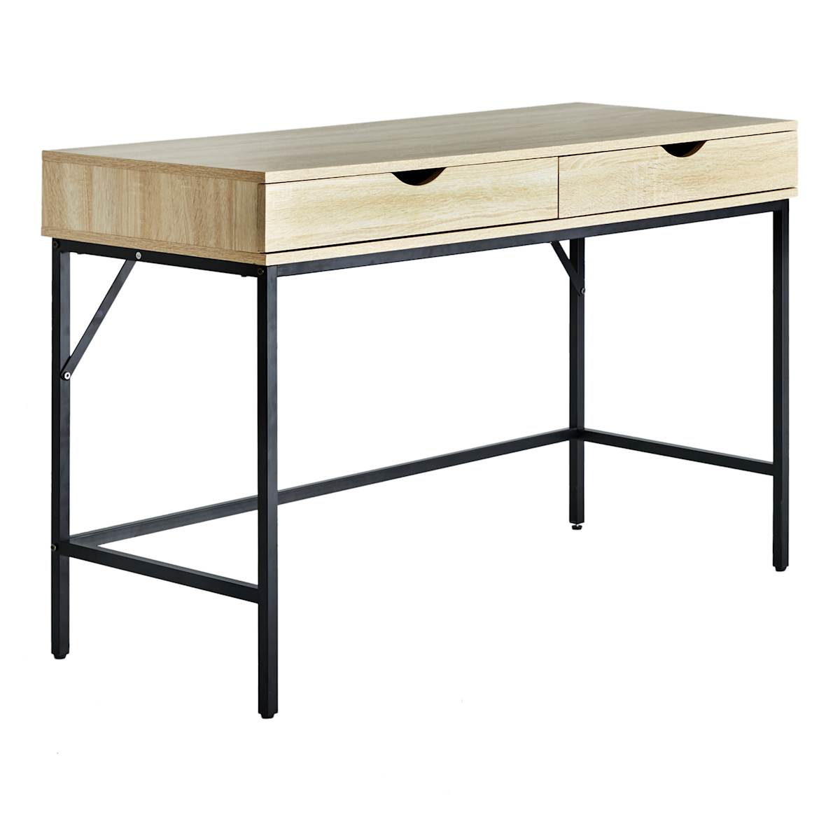 At Home Burnaby Wood & Metal Desk Natural Wood Finish
