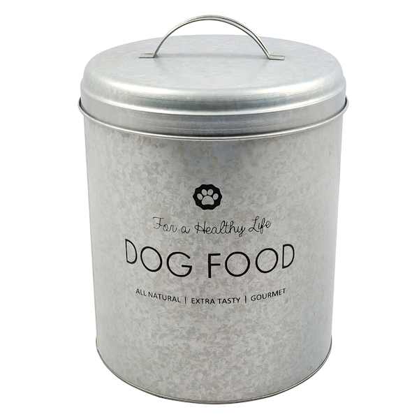 at home Buster Healthy Life Galvanized Metal Pet Food Canister 17lb