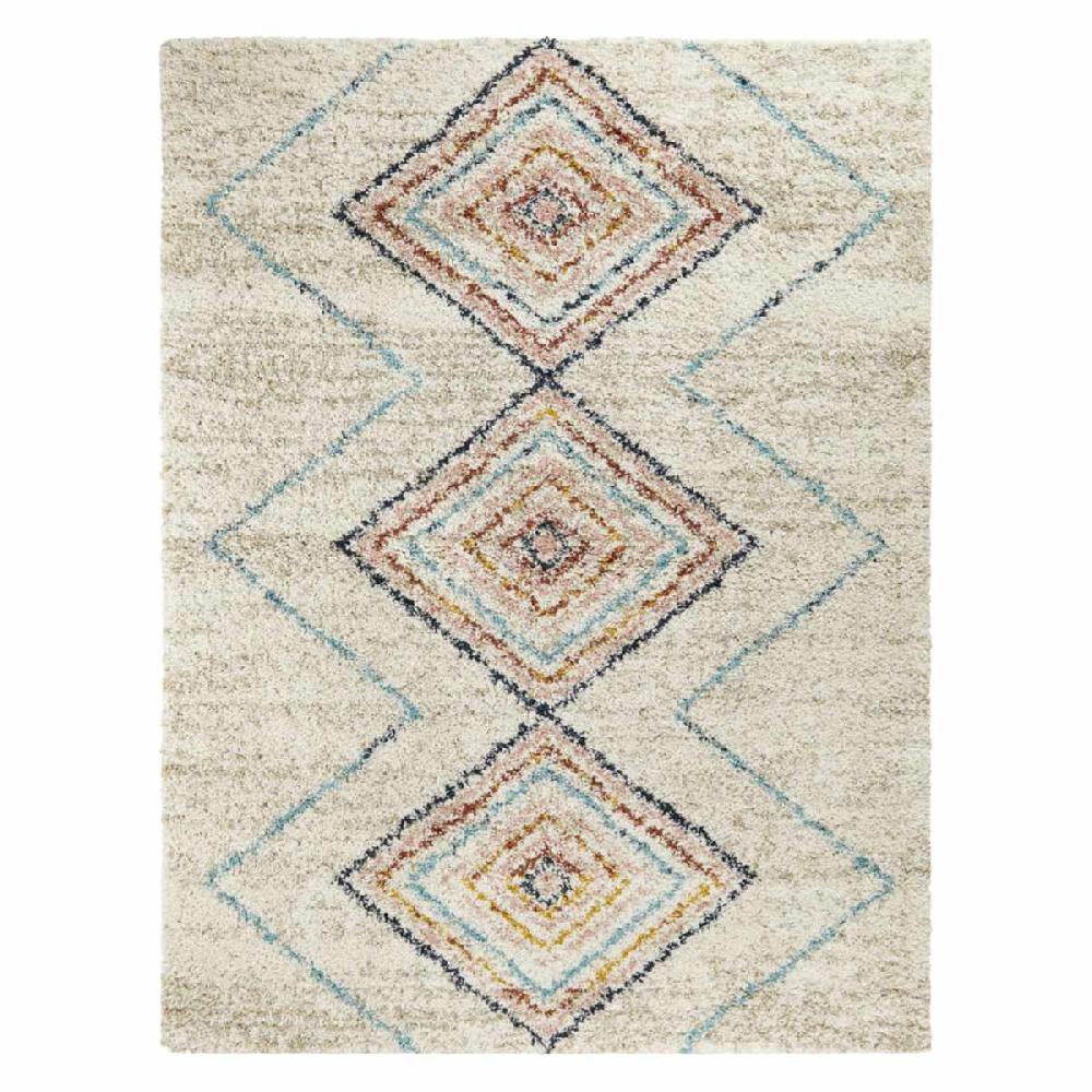 At Home (C121) Sedona Multicolor Diamond Design Shag Area Rug 5x7