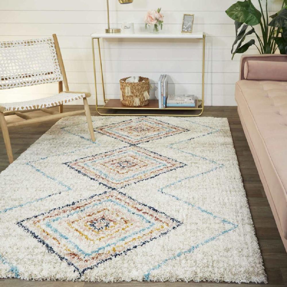 At Home (C121) Sedona Multicolor Diamond Design Shag Area Rug 5x7