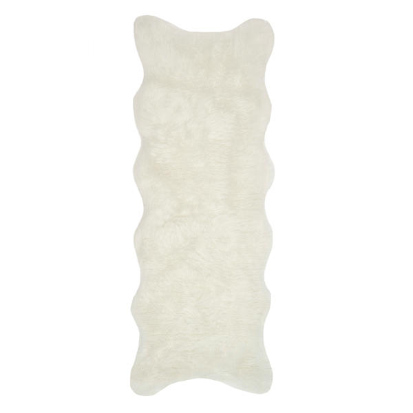 at home (C151) Grayson Shaped Ivory Faux Fur Shag Runner 2x7