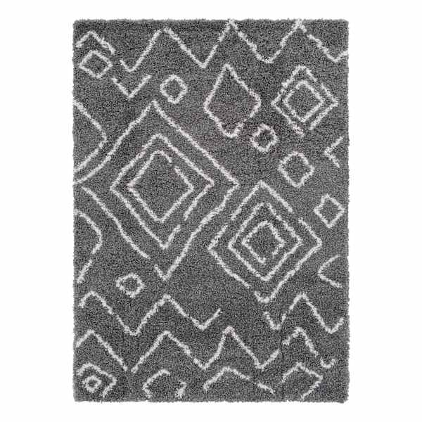 at home (C167) Dark Grey & Ivory Moroccan Style Shag Area Rug 8x10