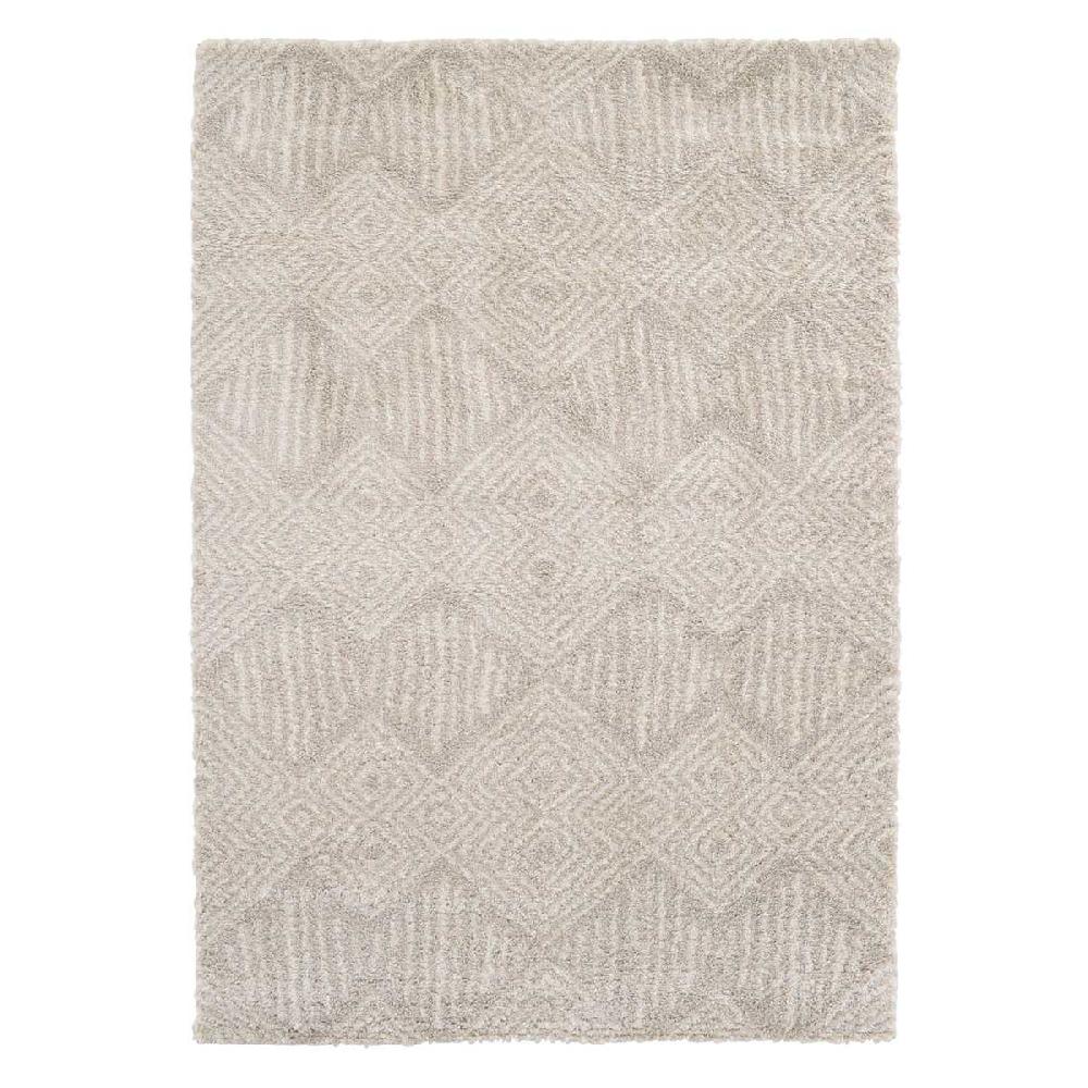 At Home (C181) Macy Neutral Diamond Design Shag Area Rug 5x7