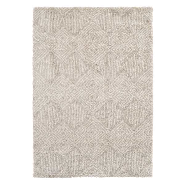 at home (C181) Macy Neutral Diamond Design Shag Area Rug 5x7