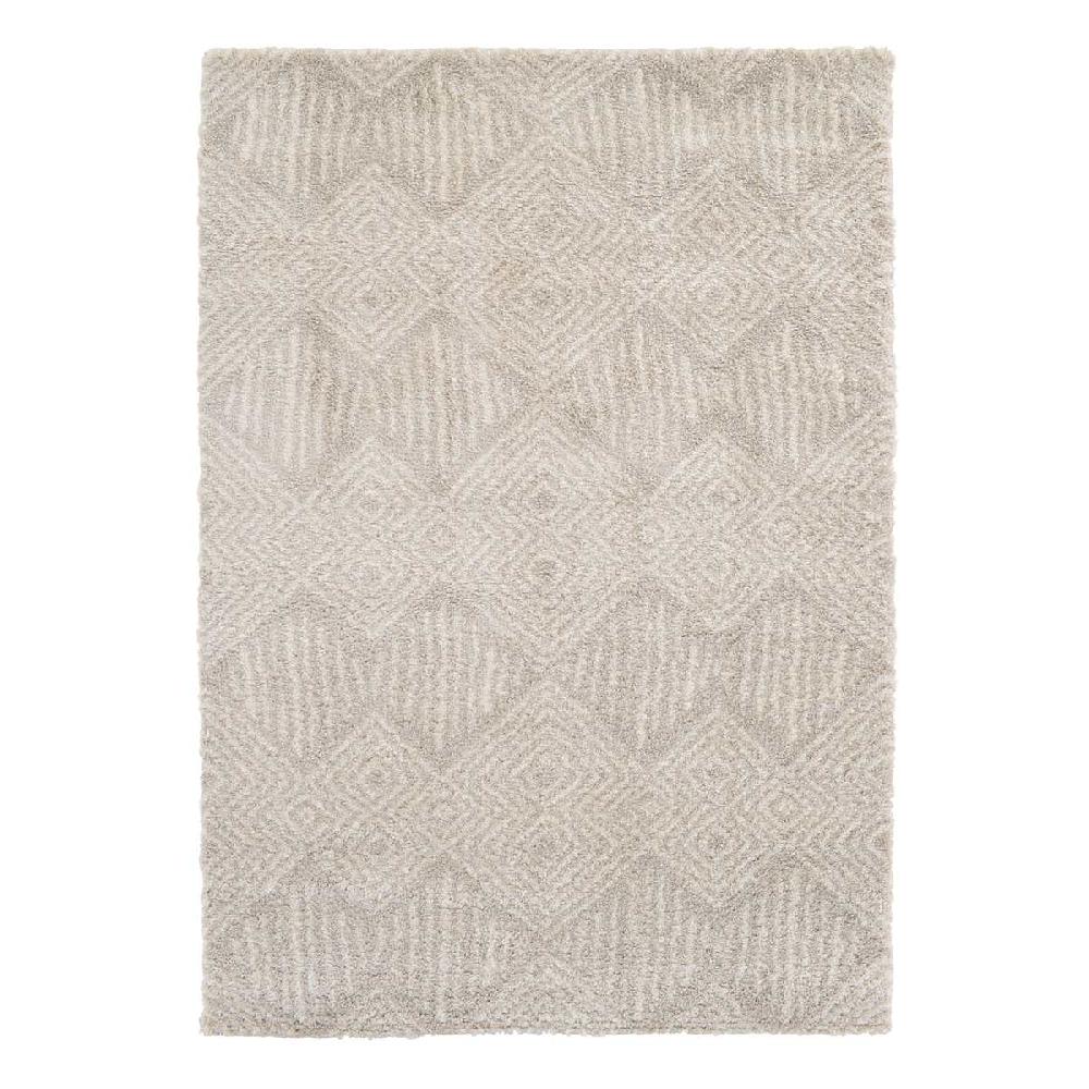 At Home (C181) Macy Neutral Diamond Design Shag Area Rug 8x10