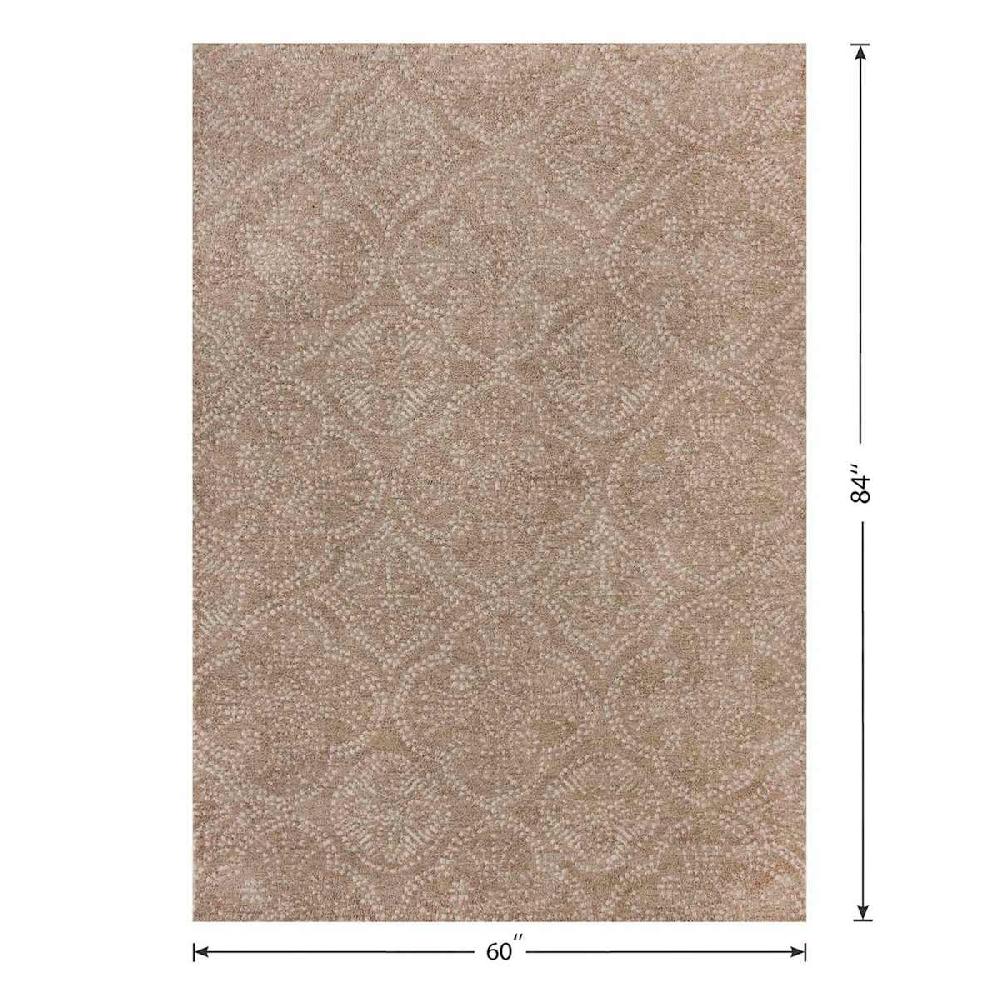 At Home (C202) Hayne Neutral Floral Shag Area Rug 5x7