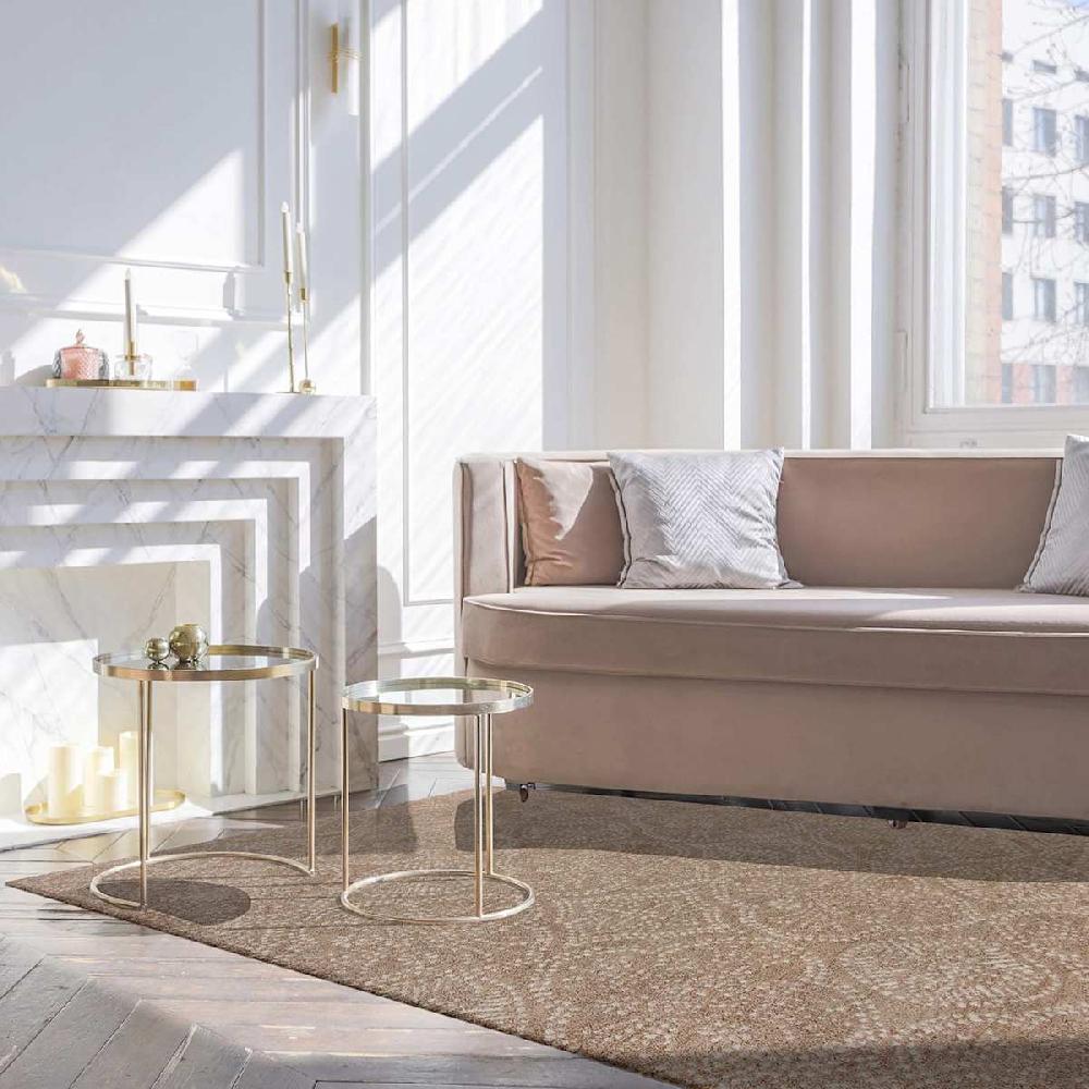 At Home (C202) Hayne Neutral Floral Shag Area Rug 5x7