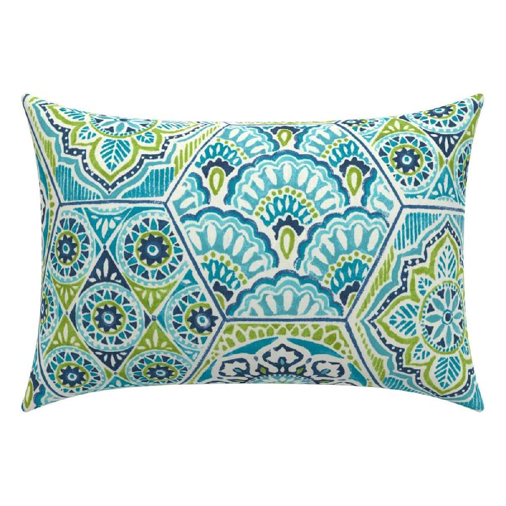 At Home Calista Teal Lumbar Outdoor Throw Pillow 14x20