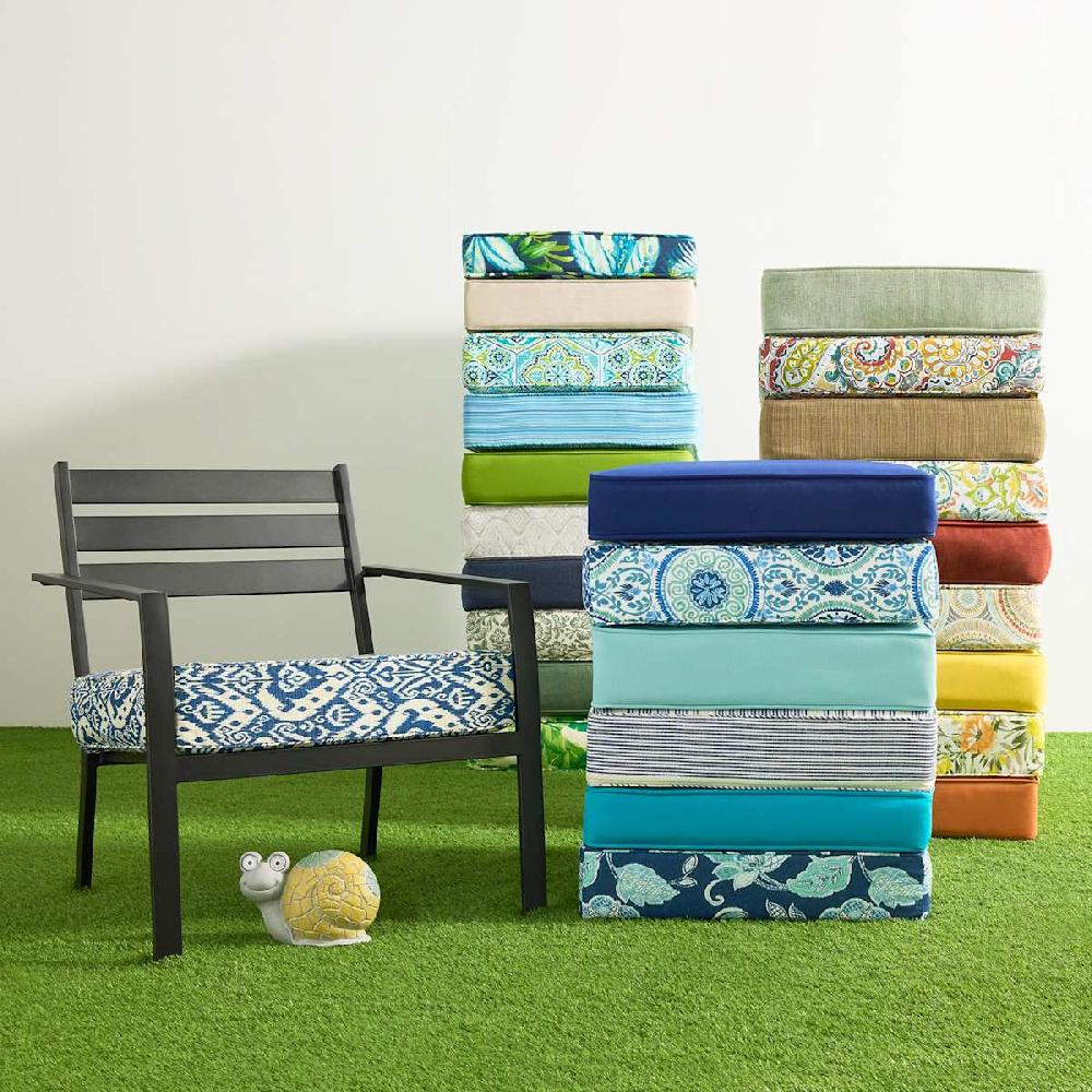 At Home Canal Blue Canvas Single Outdoor Deep Seat Cushion