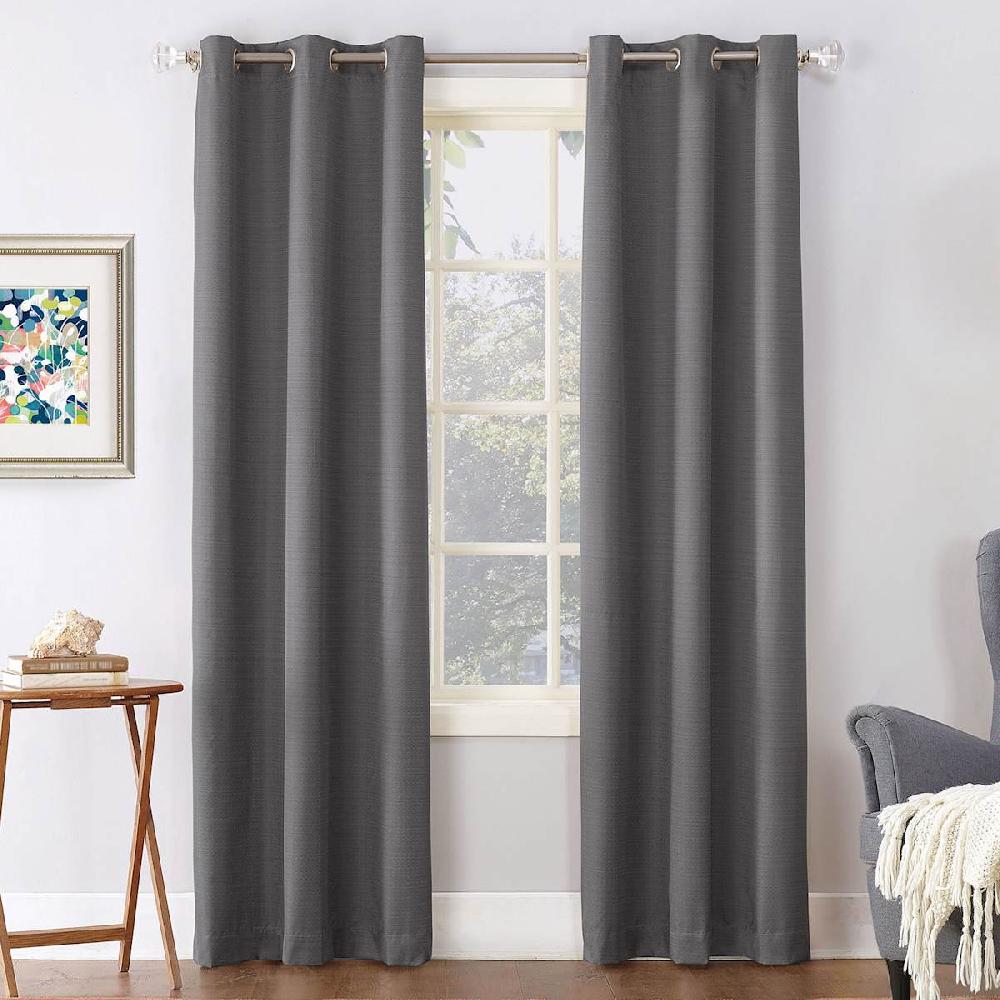 At Home Charcoal Grey Thermal Room Darkening Grommet Curtain Panel 84"