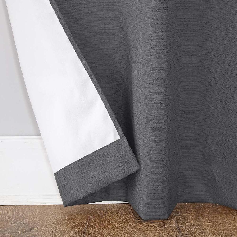 At Home Charcoal Grey Thermal Room Darkening Grommet Curtain Panel 84"