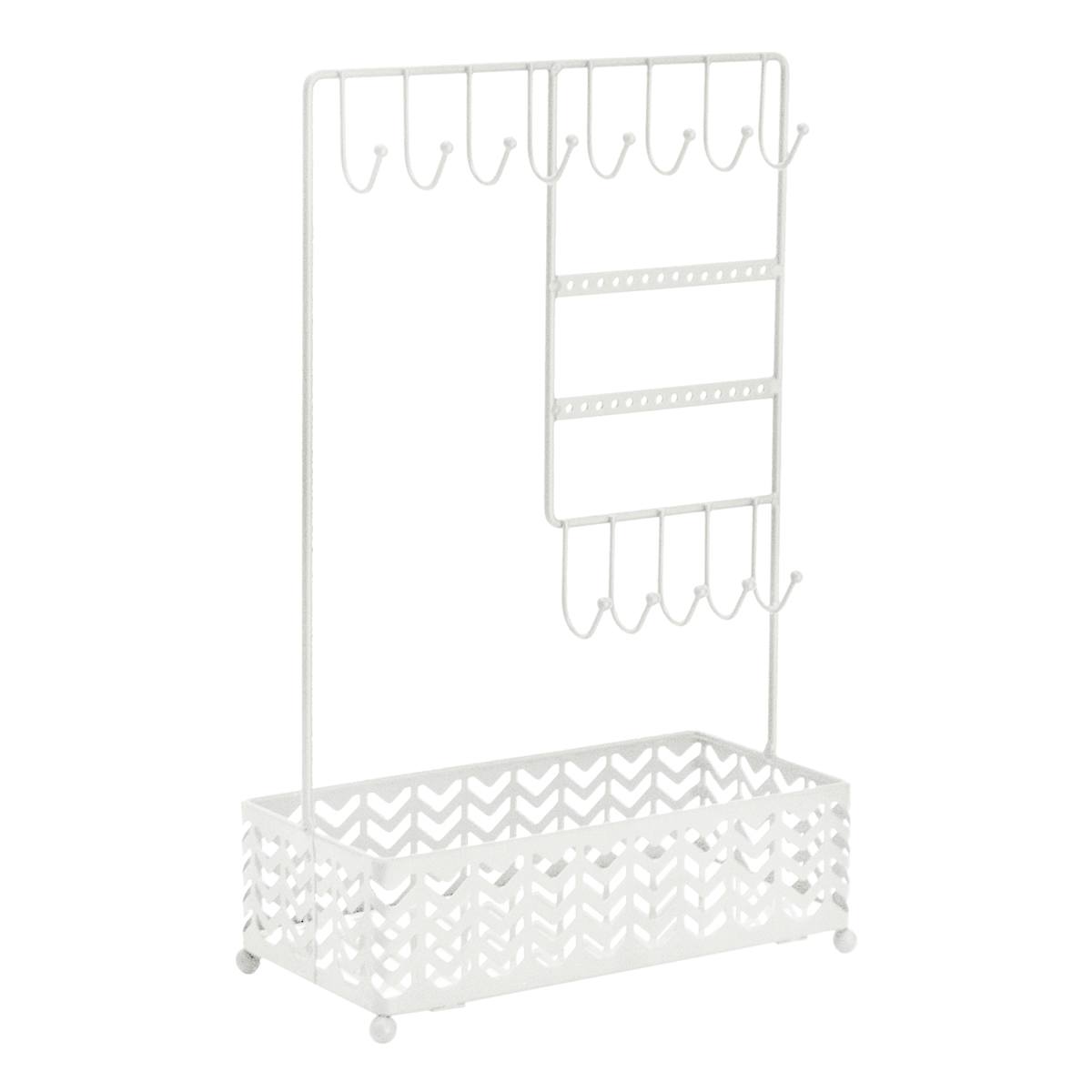 At Home Chevron Wire Jewelry Stand With Mirror Base