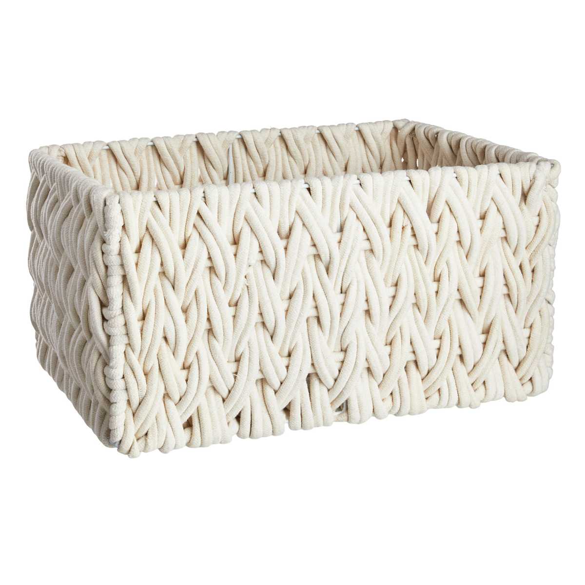 At Home Chunky White Rectangle Fabric Storage Basket Large
