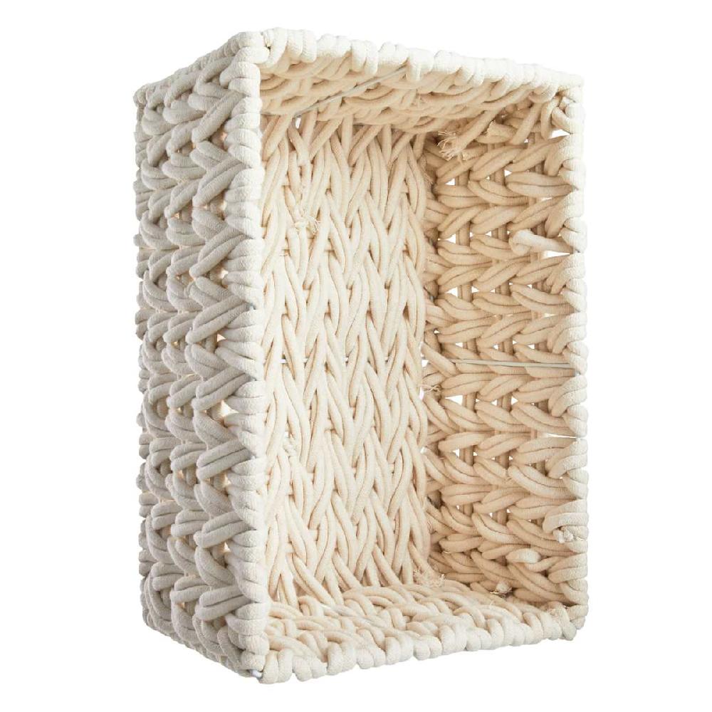 At Home Chunky White Rectangle Fabric Storage Basket Large