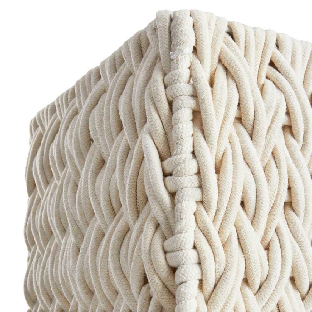 At Home Chunky White Rectangle Fabric Storage Basket Large